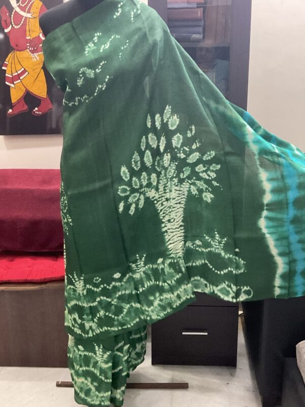 Tree motif hand shivori on tussar 6m saree