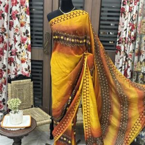 Silk Gujarati Cut Work Saree