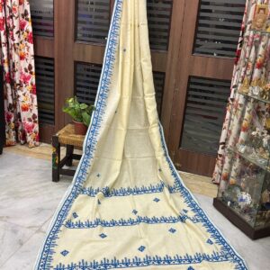 Gujarati Stitch Half Tussar Saree with Blouse Piece | Traditional Designer Saree for Women