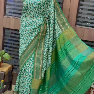 Pure Zari Tussar Saree with Elegant Cutwork | Includes Blouse Piece