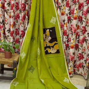 Pure Cotton Saree with Batik Patch & Hand Embroidery Work