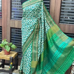 Designer Tussar Silk Saree with Cutwork, Zari Work & Blouse Piece