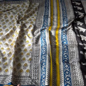 Cotton Bagru Print Saree | Hand Block Printed Cotton Saree